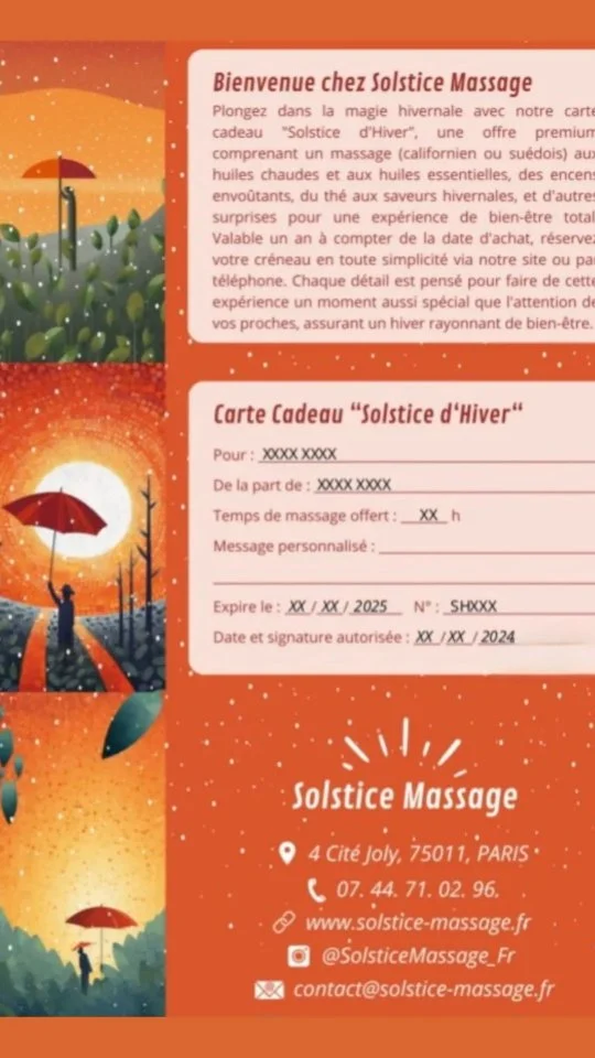 Dernier rush pour les cadeaux de Noël : pas de panique, faites plaisir à vos proches en offrant un Solstice Massage 🎁✨️